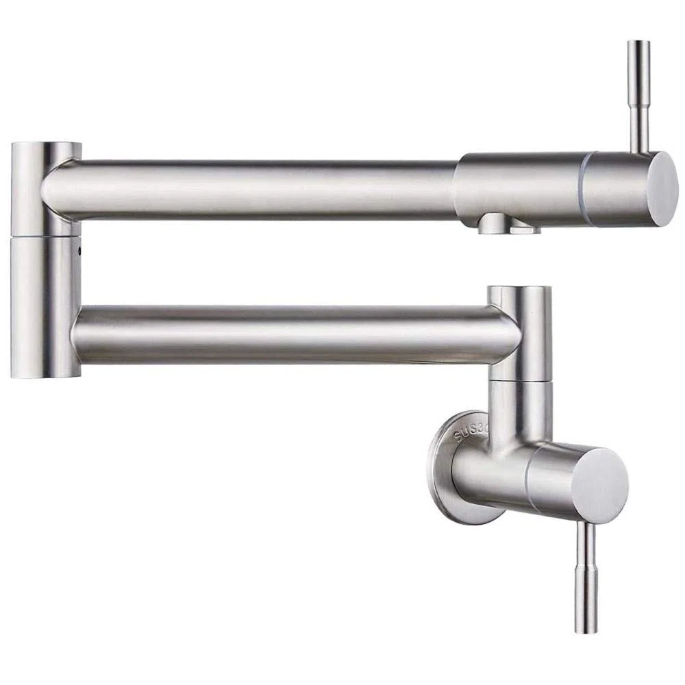 304Acciaio Inox Spazzolato Miscelatore Rubinetti Per Cucina Riempipentole A Muro, Doppia Manopola Calda E Fredda A Scomparsa Multifunzione, Rubinetto Cucina Lavelli Cucina Miscelatore Miscelatore