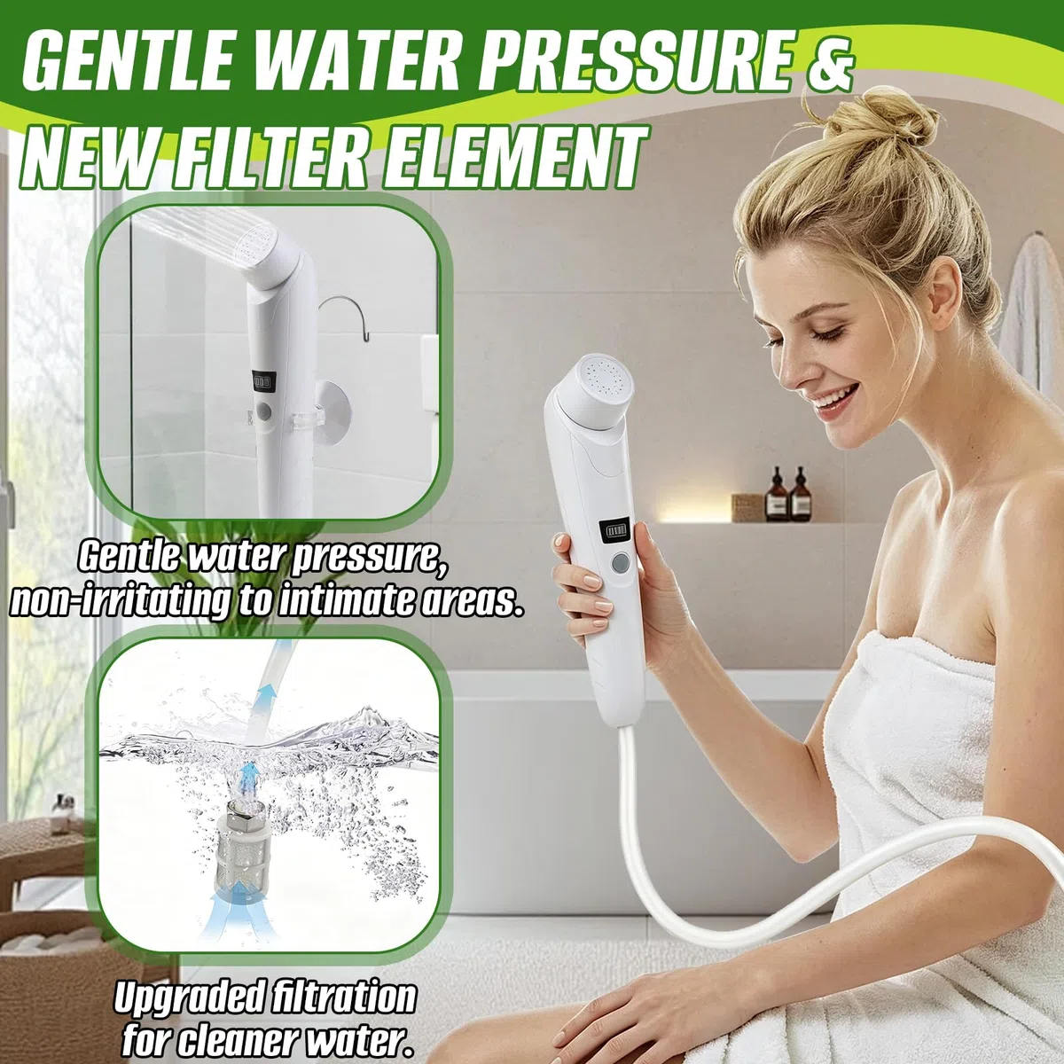 Bidet Portatile Post Parto, Bidet Portatile da Viaggio, Peri Bottle Post Parto con 3l Serbatoio d'acqua, Ricaricabile Doccetta Elettrico Portatile per Camper Doccia Igiene Personale Cura Femminile