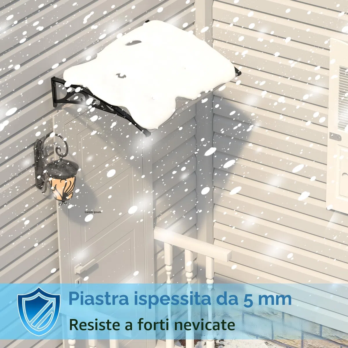 Sonnewelt Pensilina per Porta d'Ingresso 100x150 cm, Tetto in Policarbonato Alveolare 5 mm Trasparente con Struttura ABS, Tettoia ad Arco, Protezione Esterna dalla Pioggia e dal Sole