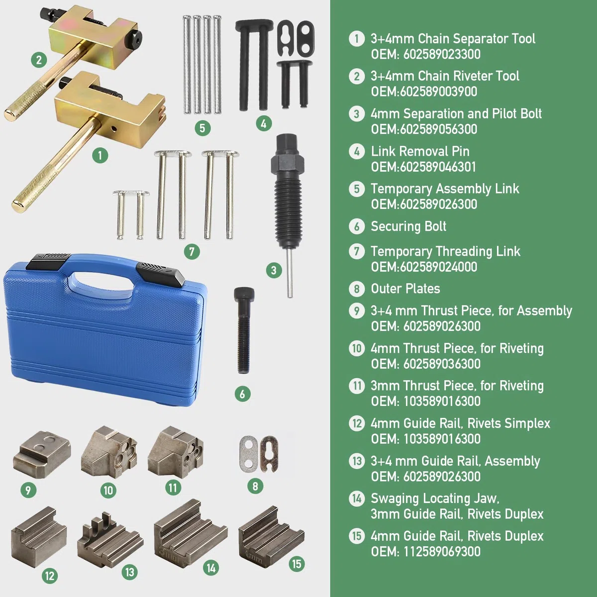 Utensile per rivettare la Catena di distribuzione Compatibile con M-ercedes M271 M272 M102 M103 615 616 per rinnovare e rivettare Le Catene di distribuzione del Motore