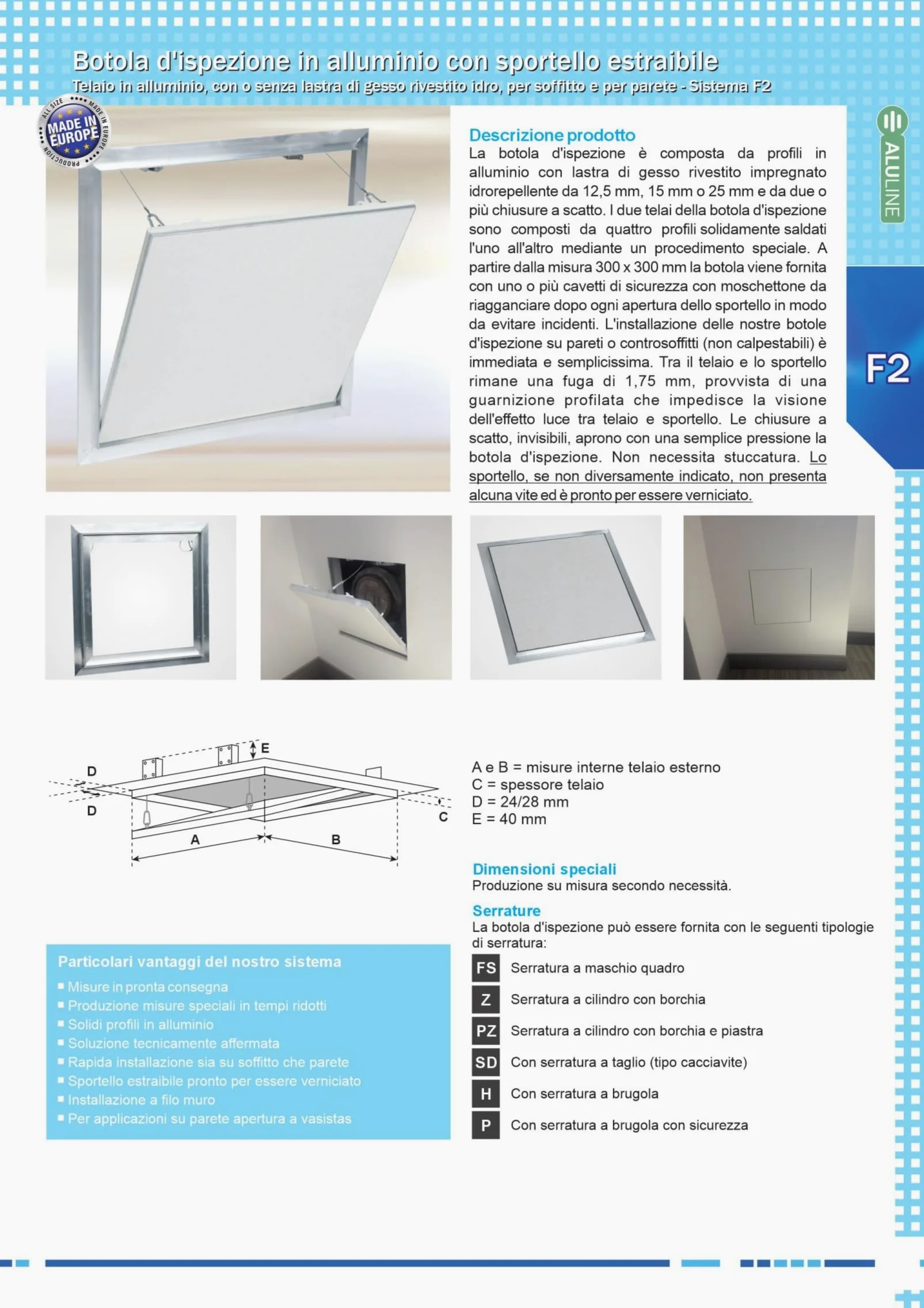 Botola per ispezione per cartongesso Standard - Fuori Standard | Fuori Misura | Tutte le misure (30x40)