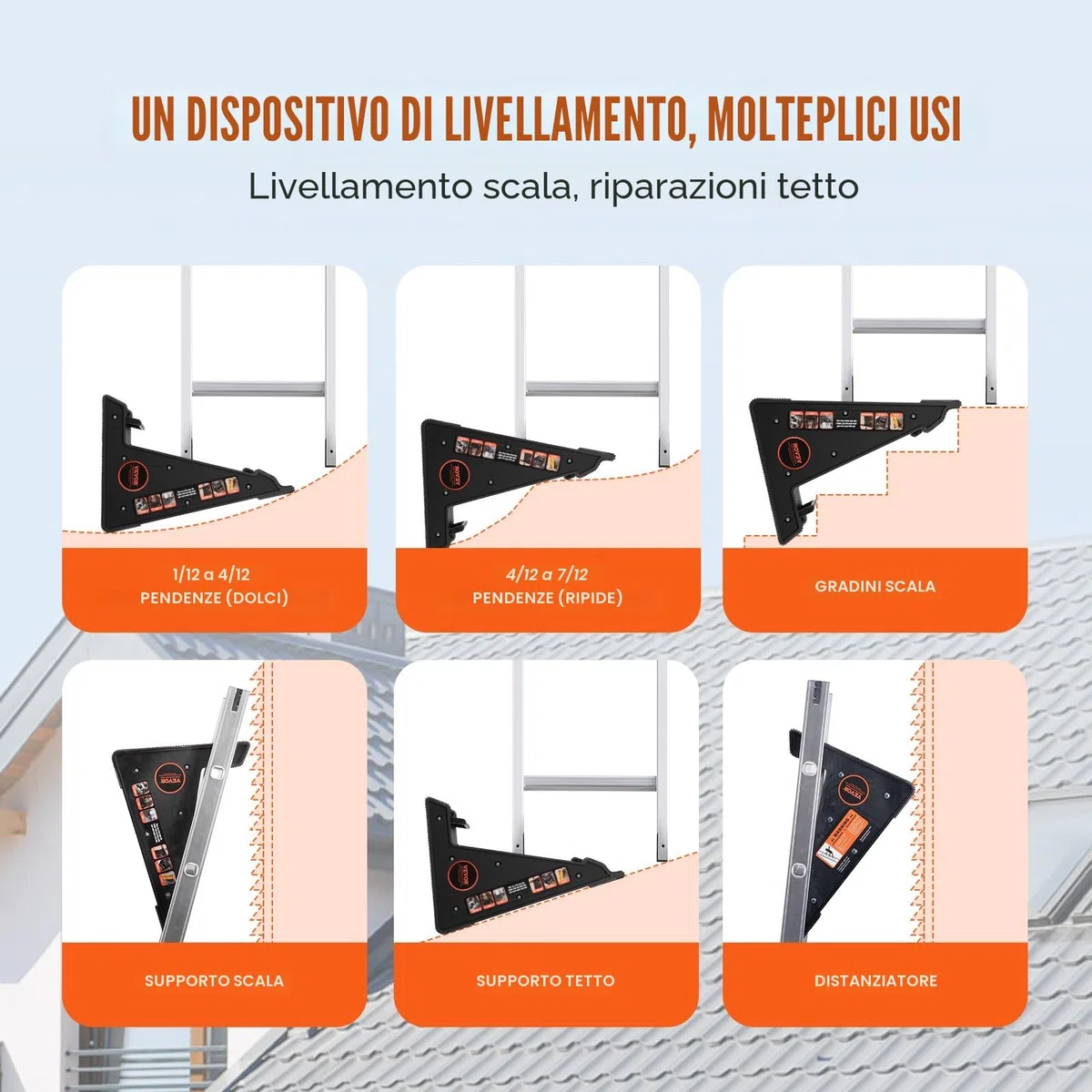 VEVOR Livellatore per Scale Livellamento Scale Carico 172,4kg, Stabilizzatore per Scale Contenitore Piattaforma Stabile per Tutte le Superfici, Accessorio per Scala Estensibile per Terreni Irregolari