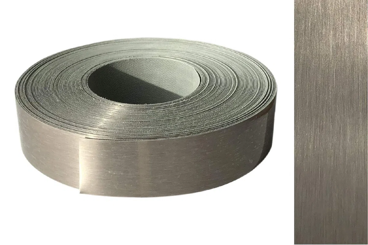 Bordo XXL in ABS extra largo 60 mm x 5 m con adesivo hot melt in acciaio inossidabile spazzolato