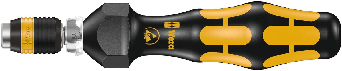Wera, 7430 Kraftform Giravite dinamometrici regolabili ESD con porta-inserti Rapidaptor, 1/4 pollice, 0,10-0,34 Nm