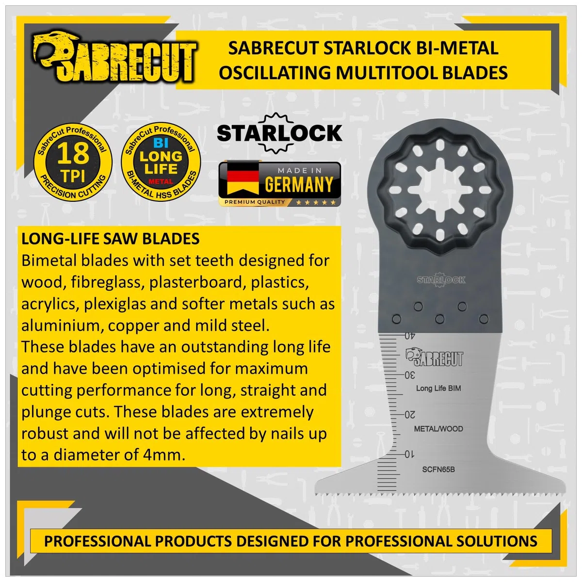 5 x SabreCut SCFNK5 Mix Bimetal (BIM) lame multiutensile a lunga durata compatibili con il sistema di montaggio multiutensile Bosch Fein Starlock/Starlock Plus e Starlock Max e accessori
