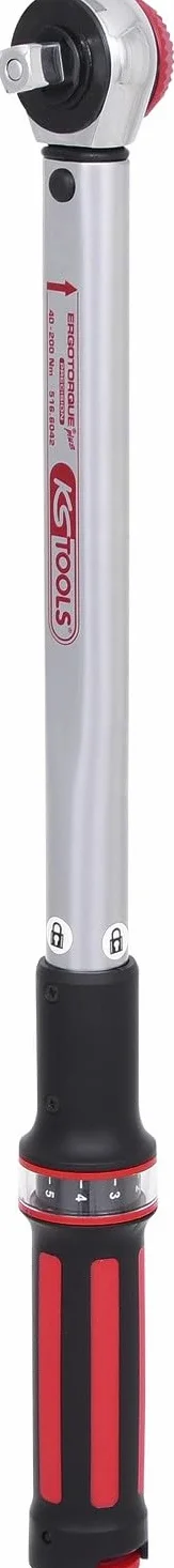 KS Tools 516.6042 1/2" Chiave dinamometrica 20-200 Nm con testa a cricco e quadro reversibile Quick-Lock