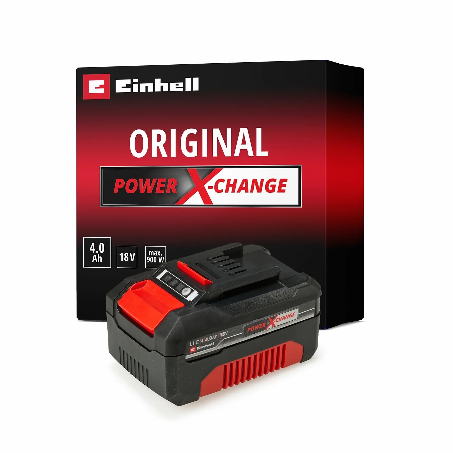 Einhell 4511396 Batteria Ricaricabile Agli Ioni Di Litio, 4000 Mah, Nero, Rosso