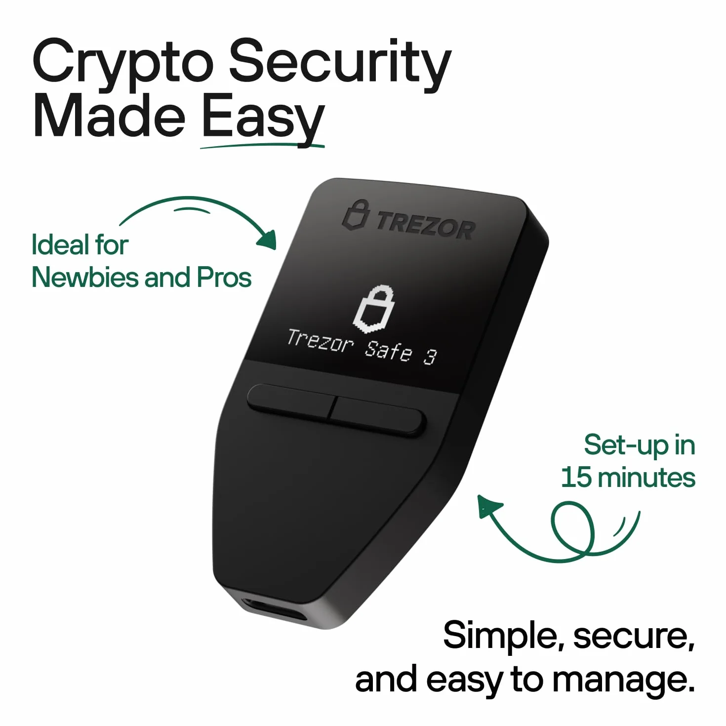 Trezor Safe 3 - Cartera de Hardware Criptográfico Protegida con Elemento Seguro - Compre, Almacene y Administre Activos Digitales de Forma Sencilla y Segura (Cosmic Black)
