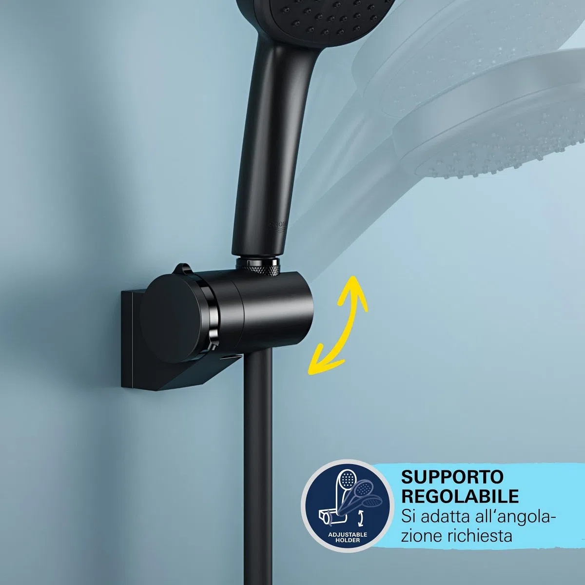 GROHE Vitalio Universal Supporto a parete per Doccino Doccia, nero opaco, 261832431