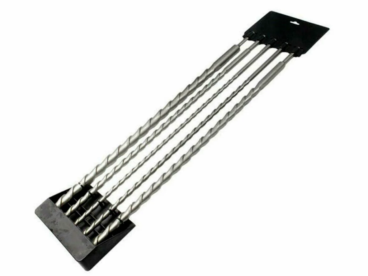 Set da 5 punte da muro SDS PLUS da 600 mm per trapano tassellatore ø 10, 12, 16, 20, 24 mm per cemento, pietra, calcestruzzo