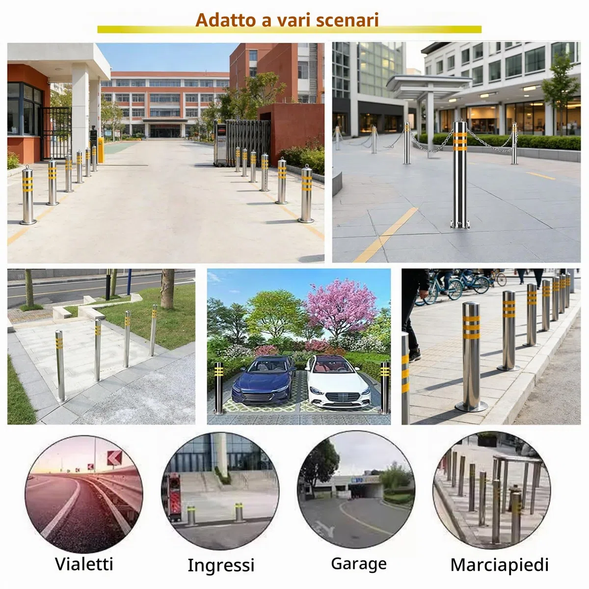 Barriere Parcheggio Dissuasore Di Sicurezza In Acciaio Inossidabile 304, Rimovibile E Bloccabile, Set Da 2 Dissuasori Da Parcheggio - Barriera Traffico Per Interni Ed Esterni(100x7.6cm/39.4x3in)
