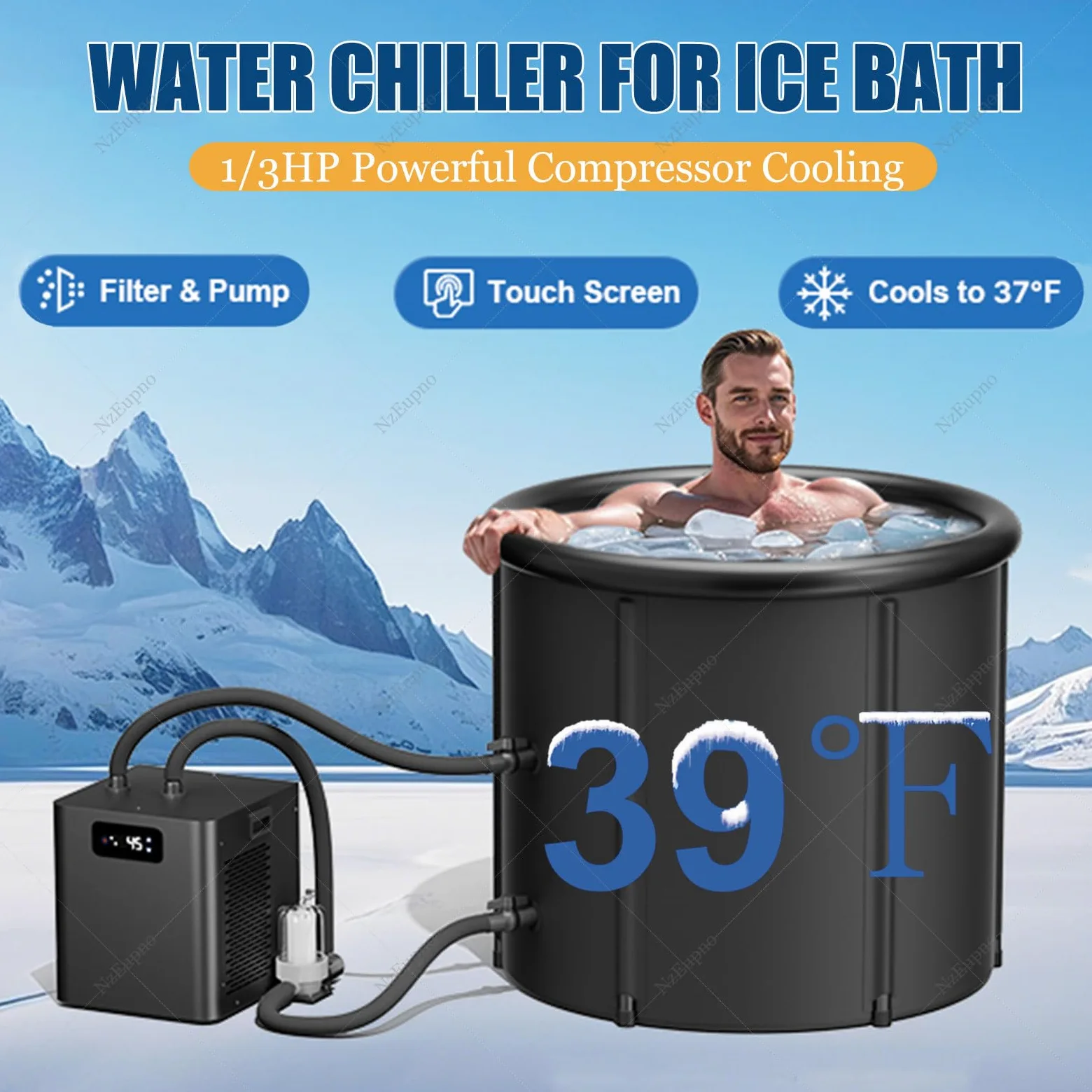Kit Per Vasca Da Bagno Ghiacciata E Refrigeratore A Immersione, Refrigeratore Per Vasca Da Bagno Ghiacciata Con Filtro E Pompa, Ice Pod Cold Plunge, Refrigeratore Ad Acqua Per Terapia Del Freddo