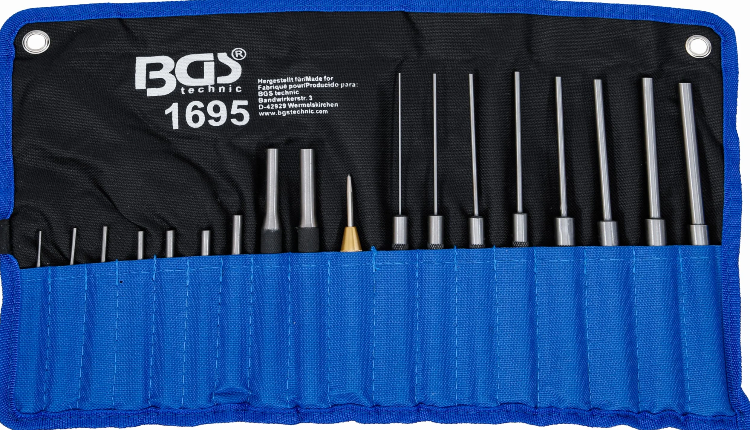 BGS 1695 | Serie di cacciaspine | 100 - 150 - 200 mm | 1,5 - 9,5 mm | incl. punteruoli | 18 pz.