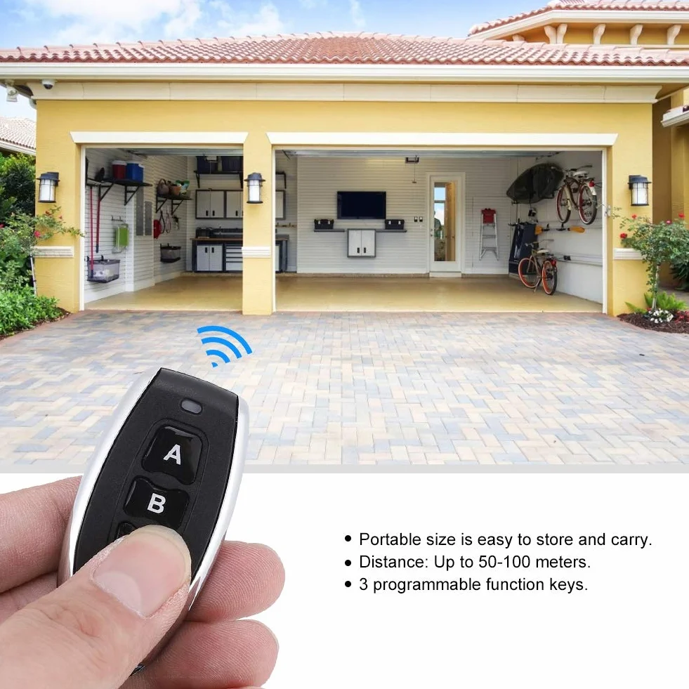 Chiave Telecomando Wireless, Telecomando Universale a 3 Tasti Telecomando Clone in Metallo Dimensioni Portatili Per Porta da Garage con Cancello Elettrico