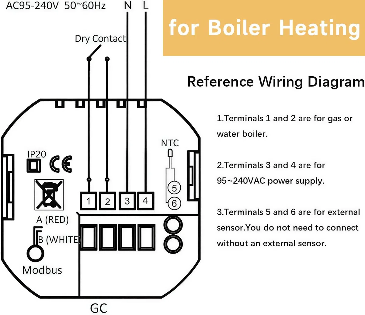 Wi-Fi Thermostat - Termostato Touchscreen Programmabile per il Riscaldamento o il Condizionamento Dell'aria - Controllo a Distanza dal Cellulare, Compatibile con Alexa, Google Home e IFTTT
