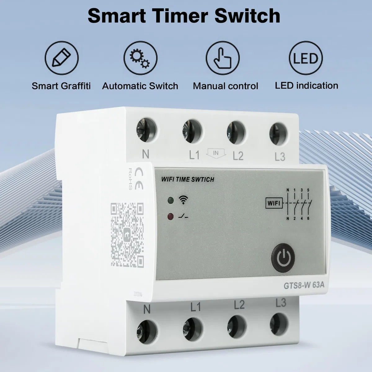 Interruttore wifi Interruttore smart Interruttori Tuya controllato timer intelligente 220V relè wifi dispositivi Smart Life GTS8 W (4P 63A top feed)