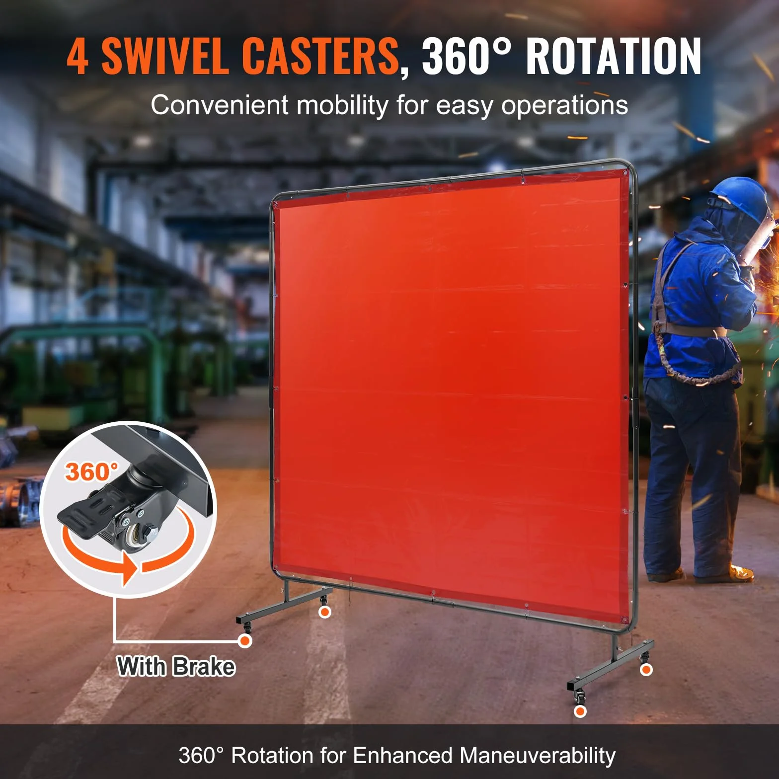VEVOR Tenda per Saldatura 1,8x1,8m Tenda di Protezione per Saldatura in Vinile Ignifugo, Parete di Protezione per Saldatura con 4 Ruote Girevoli Coperta per Saldatura con Protezione UV Colore Rosso