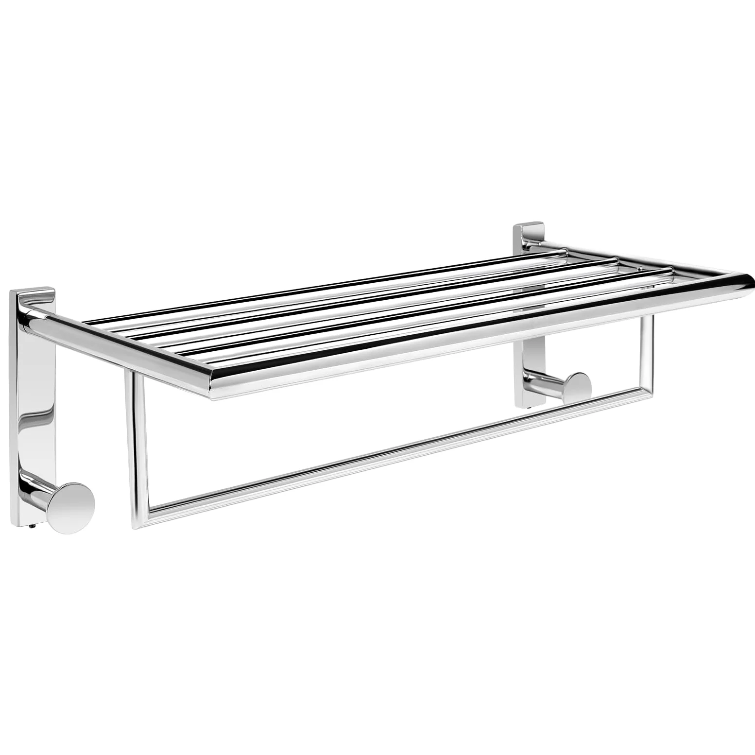QL Portasciugamani Bagno da Parete,Mensola Porta Asciugamani con 2 Ganci,Acciaio Inossidabile 50cm,Argento
