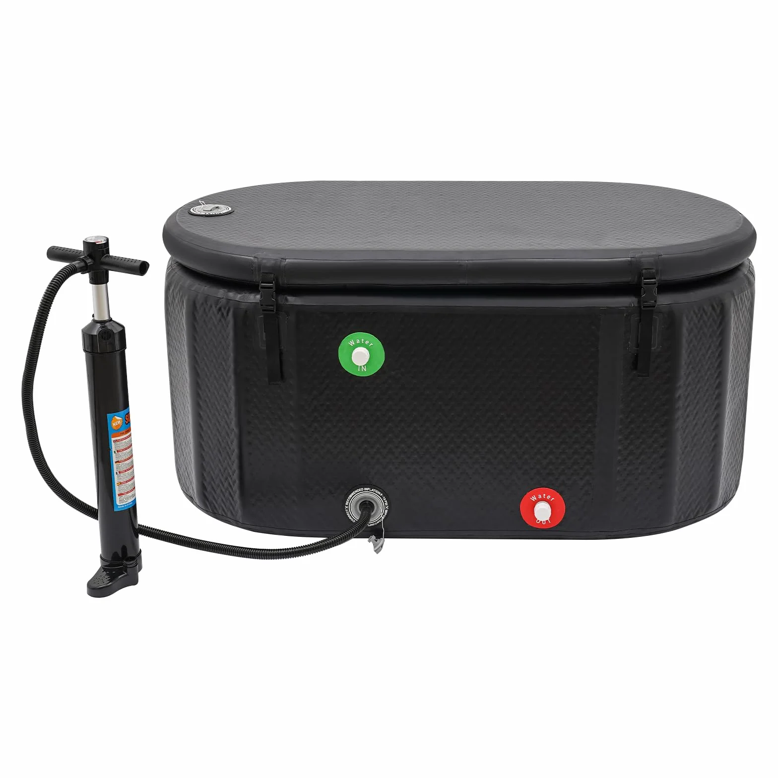 MINRS Vasca da bagno di ghiaccio ovale per adulti, con coperchio, pompa gonfiabile, con nastro adesivo isolato, per interni ed esterni, vasca da bagno per ghiaccio portatile, per crioterapia, 132 x 70