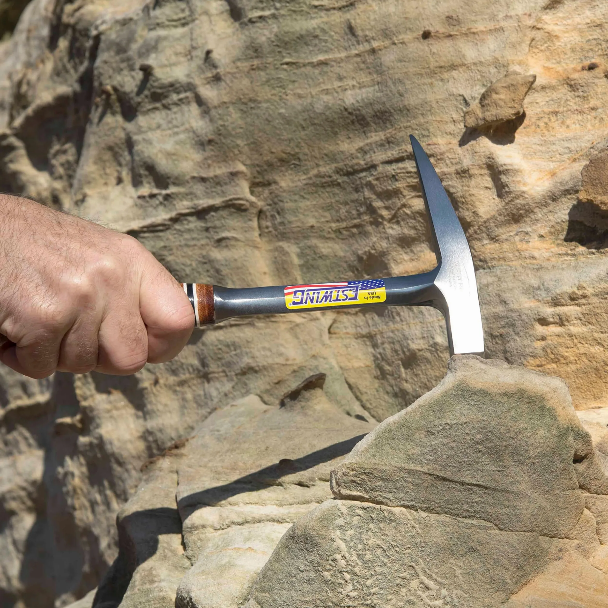 Estwing E13PM Rock Pick - Martello geologico con testa zigrinata e impugnatura in vera pelle, marrone, 368,5 g