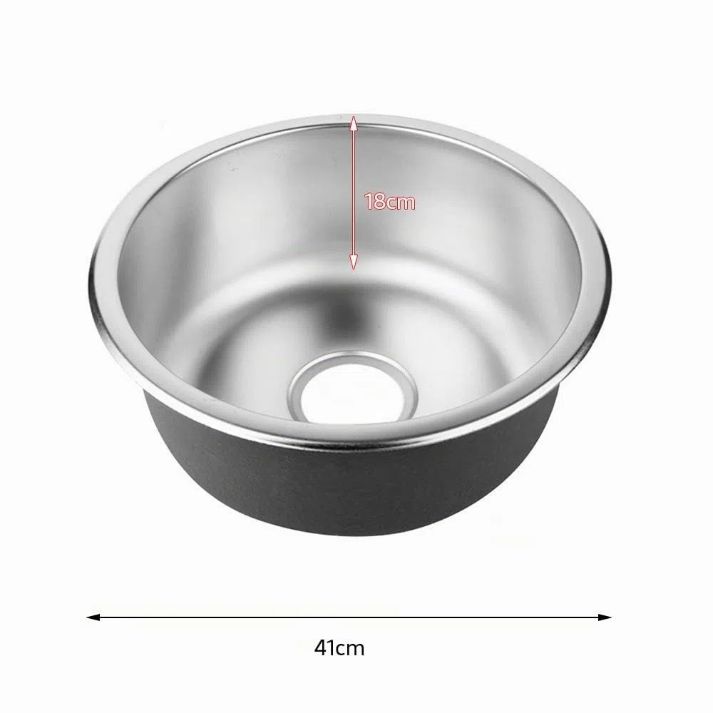 Piccolo lavello da cucina, vasca singola in acciaio inox, per camper, per installazione da incasso e scolapiatti reversibile da incasso (41 x 41 x 20 cm)
