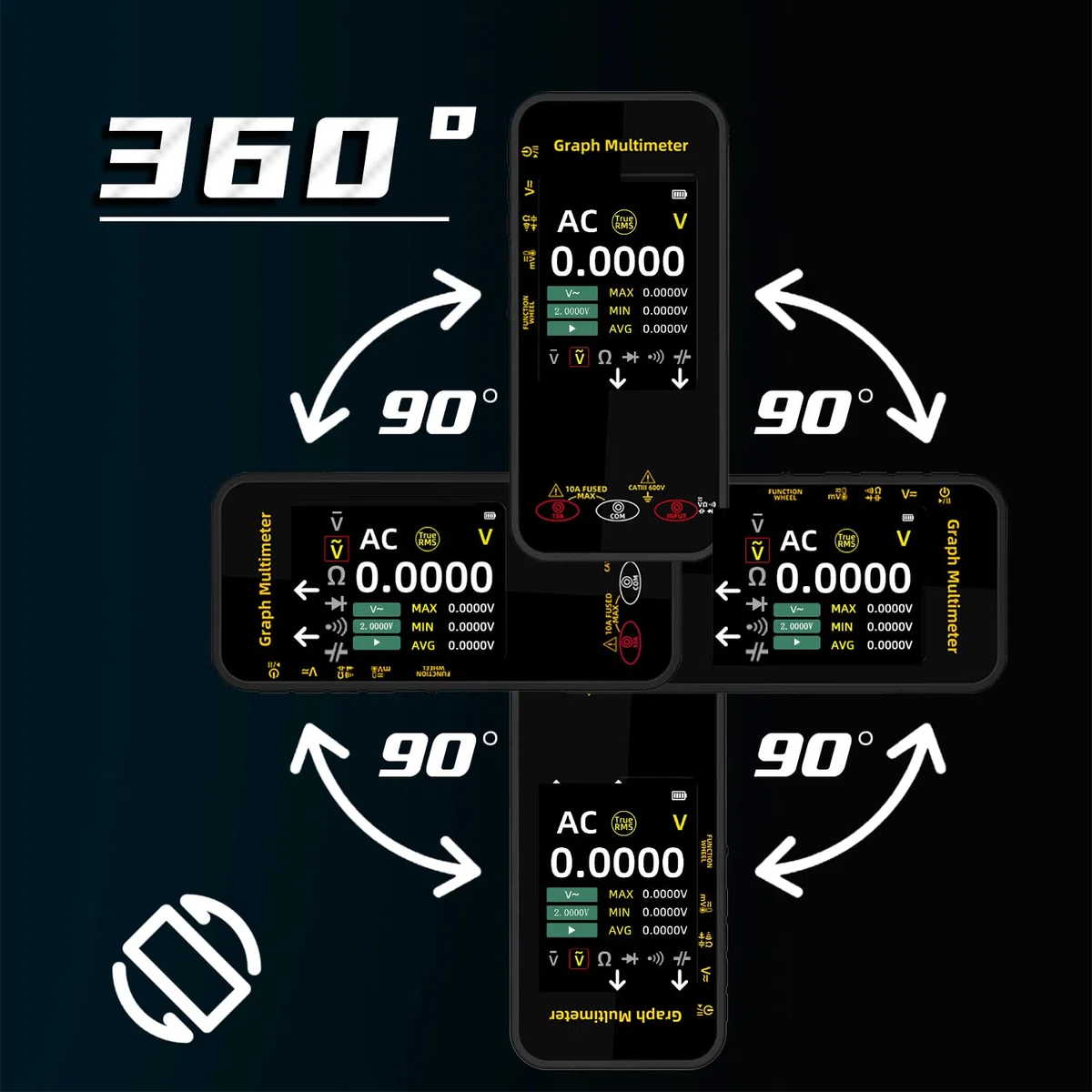 BSIDE S500 Multimetro Digitale 20000 Conteggi Multimetro Grafico Tascabile TRMS 1000V 10A con Schermo Rotante a Colori, Tester Elettricista di Corrente Tensione Millivolt AC Peak Capacità Temperatura