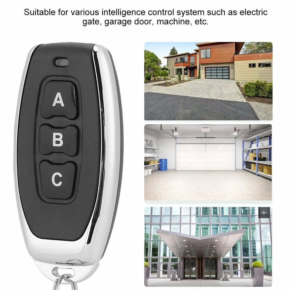 Chiave Telecomando Wireless, Telecomando Universale a 3 Tasti Telecomando Clone in Metallo Dimensioni Portatili Per Porta da Garage con Cancello Elettrico