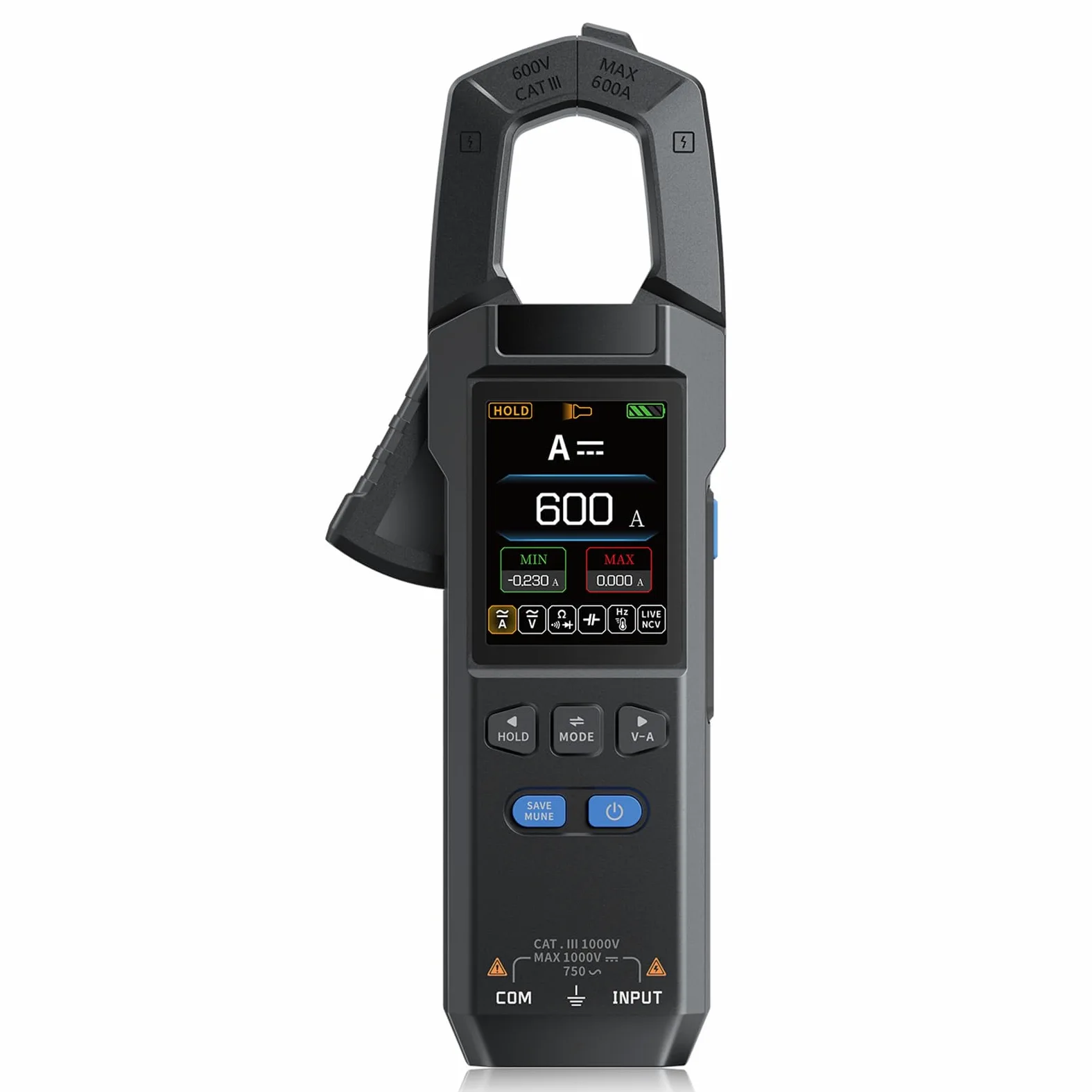 DEWIN Pinza Amperometrica,AC/DC True RMS 10000 Conteggio Illuminazione a LED Misurazione della Tensione Corrente Multimetro a Pinza Corrente Tester Elettricista