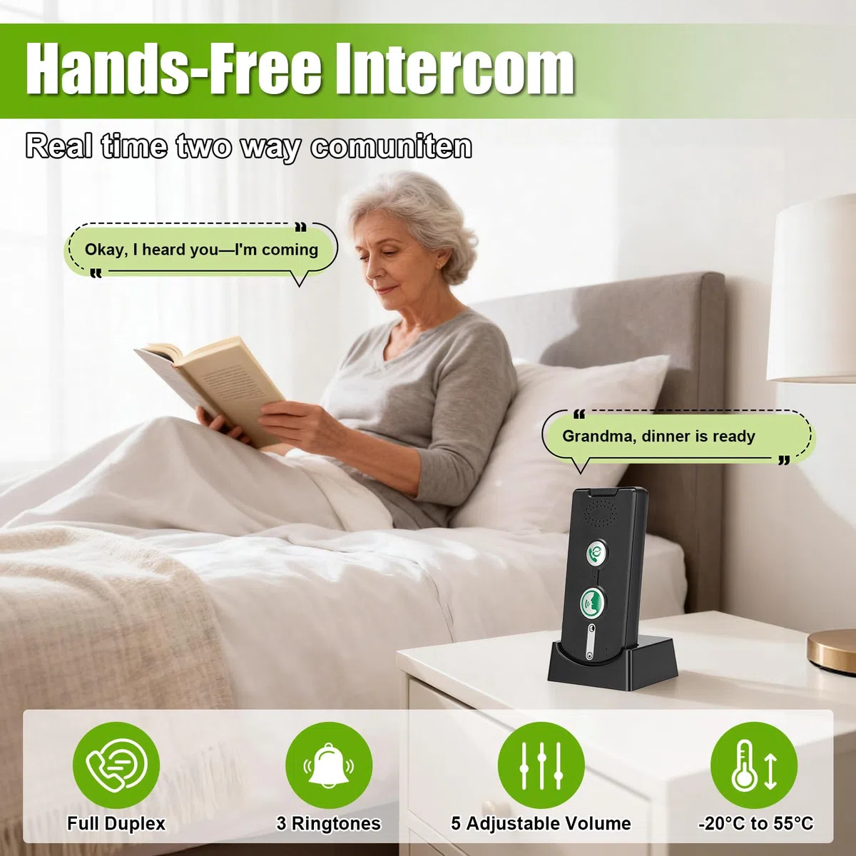 3 Pezzi Campanelli Interfonici Senza Fili, Interfono Vocale Bidirezionale 500M, Wireless Campanello a Lungo Raggio Impermeabile con luce indicatore e lunga durata, per Casa Ufficio Hotel