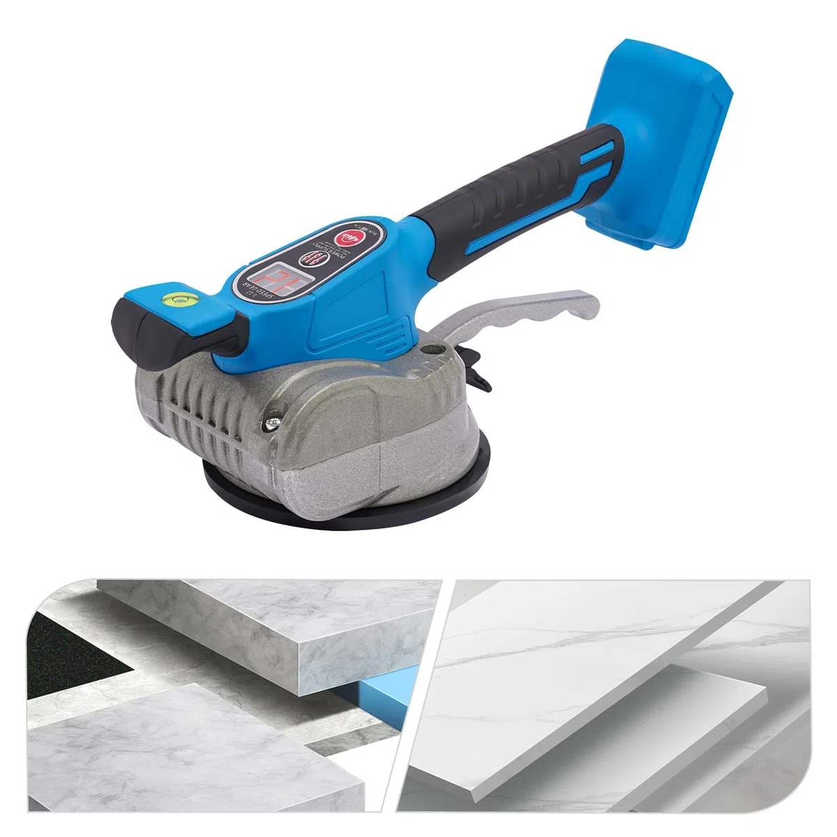 Vibratore per piastrelle Biusgiyeny 21V con 2 batterie, 12 velocità, assorbimento di 80 kg