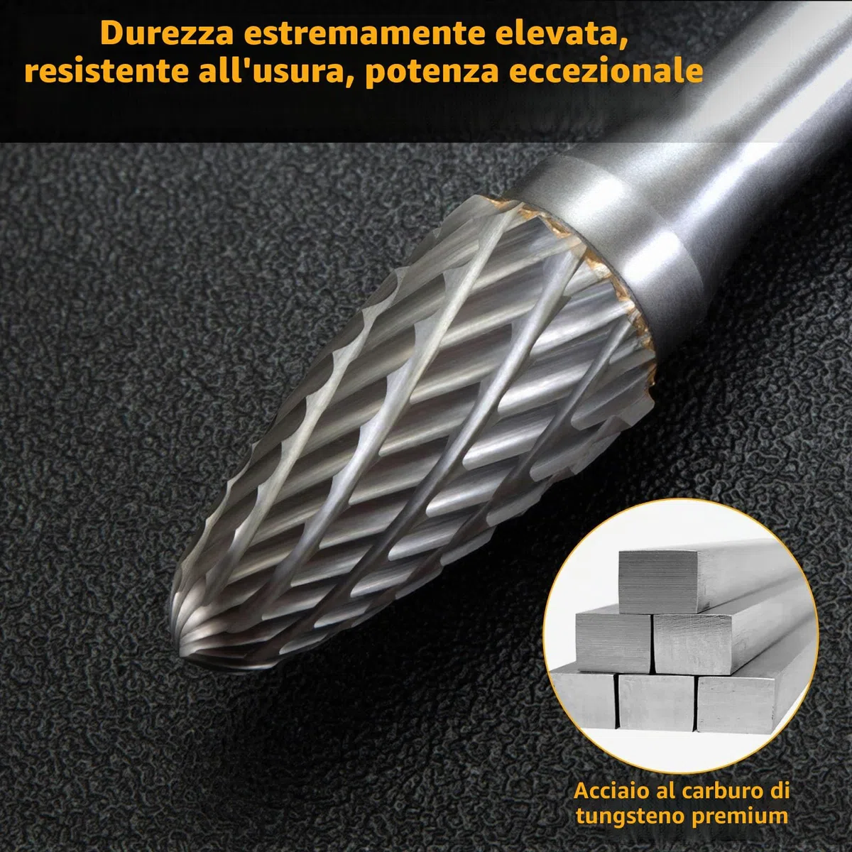 Set di Frese in Metallo Duro, 10 Pezzi Frese Rotanti in Carburo di Tungsteno con Gambo da 6mm per Legno, Acciaio, Metallo, Incisione, Lucidatura, Trapano