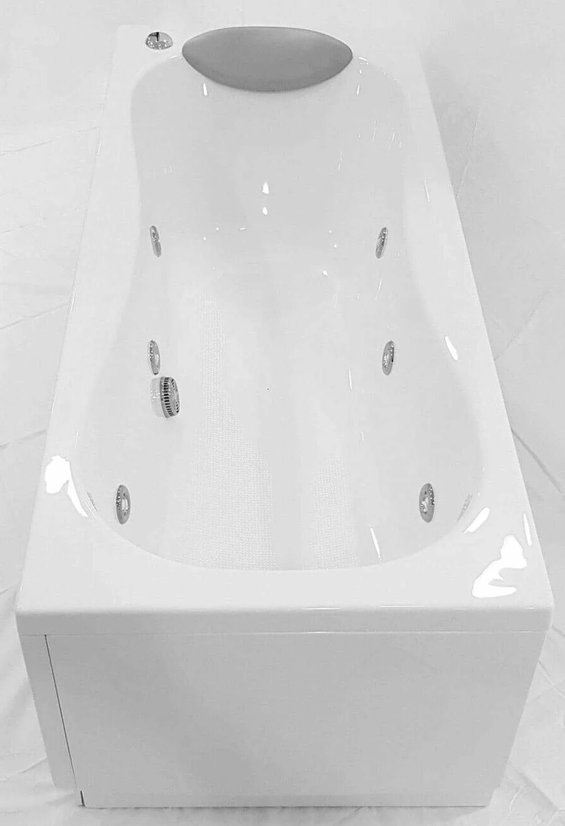 Vasca Bagno Idromassaggio Pneumatico Rettangolare Novellini Calypso Eco 170x70xH55 cm 170 LT Colonna 1 Pannello Frontale 1 Laterale Reversibili Idro Telaio Rinforzato Acrilico Bianco Lucido