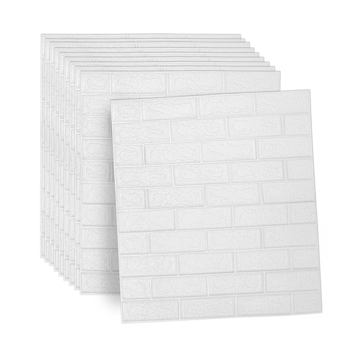 30 pezzi 3D pannelli murali 77x70cm autoadesivi per retro cucina, carta da parati mattone effetto pietra 5 mm, adesivi murali impermeabili, decorativi, per cucina, soggiorno, bianco