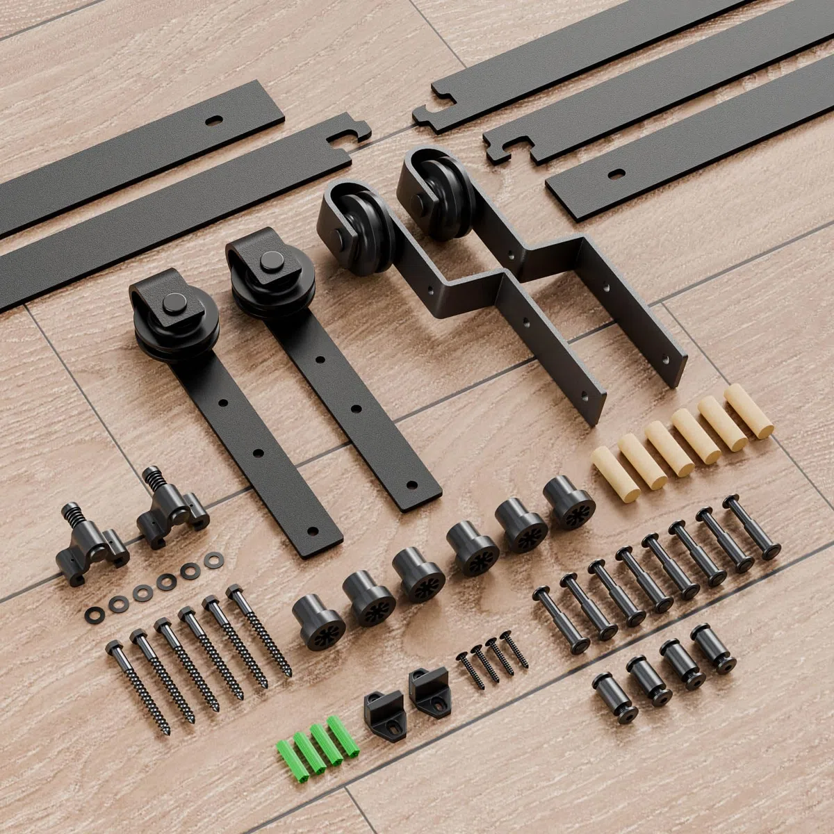5.5FT/173CM Binario per Porta Scorrevole per Bypass Doppie Porte Facile da Installare, Nero Forma J