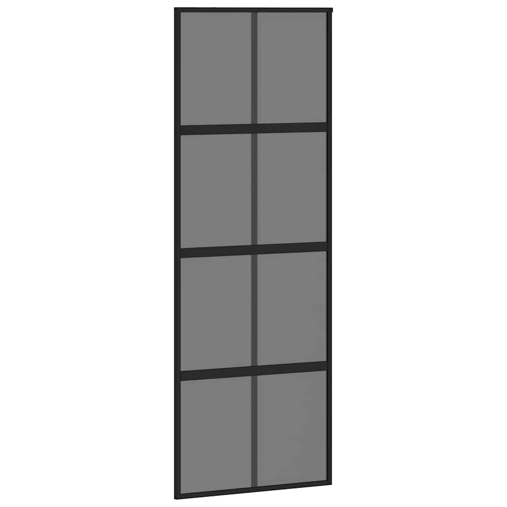 vidaXL Porta Scorrevole Nera 76x205 cm in Vetro Temperato e Alluminio