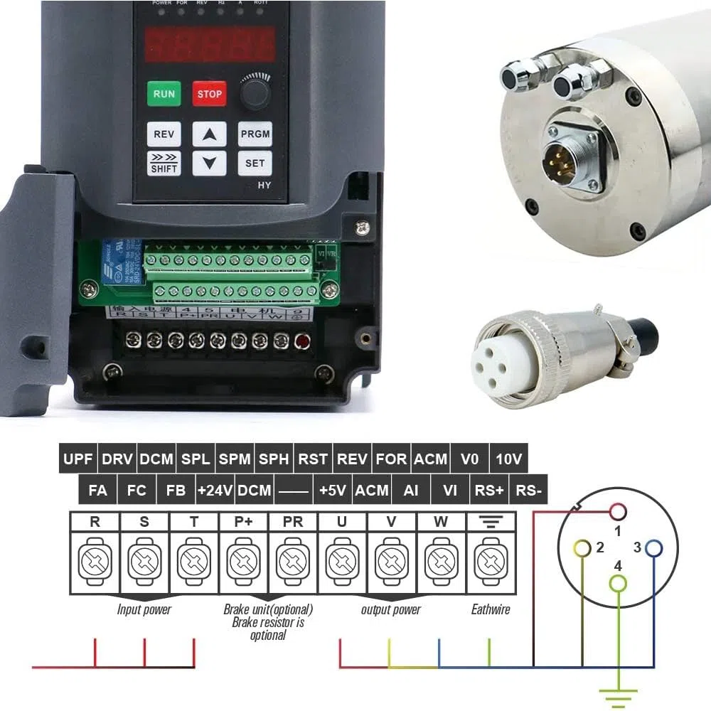 Motore a mandrino CNC, 2,2 kW, 2200 W, 220 V, 400 Hz, 24000 giri/min, mandrino raffreddato ad acqua da 2,2 kW, VFD + mandrino da 80 mm + pompa dell'acqua da 75 W + 13 prese ER20 (1-13 mm)
