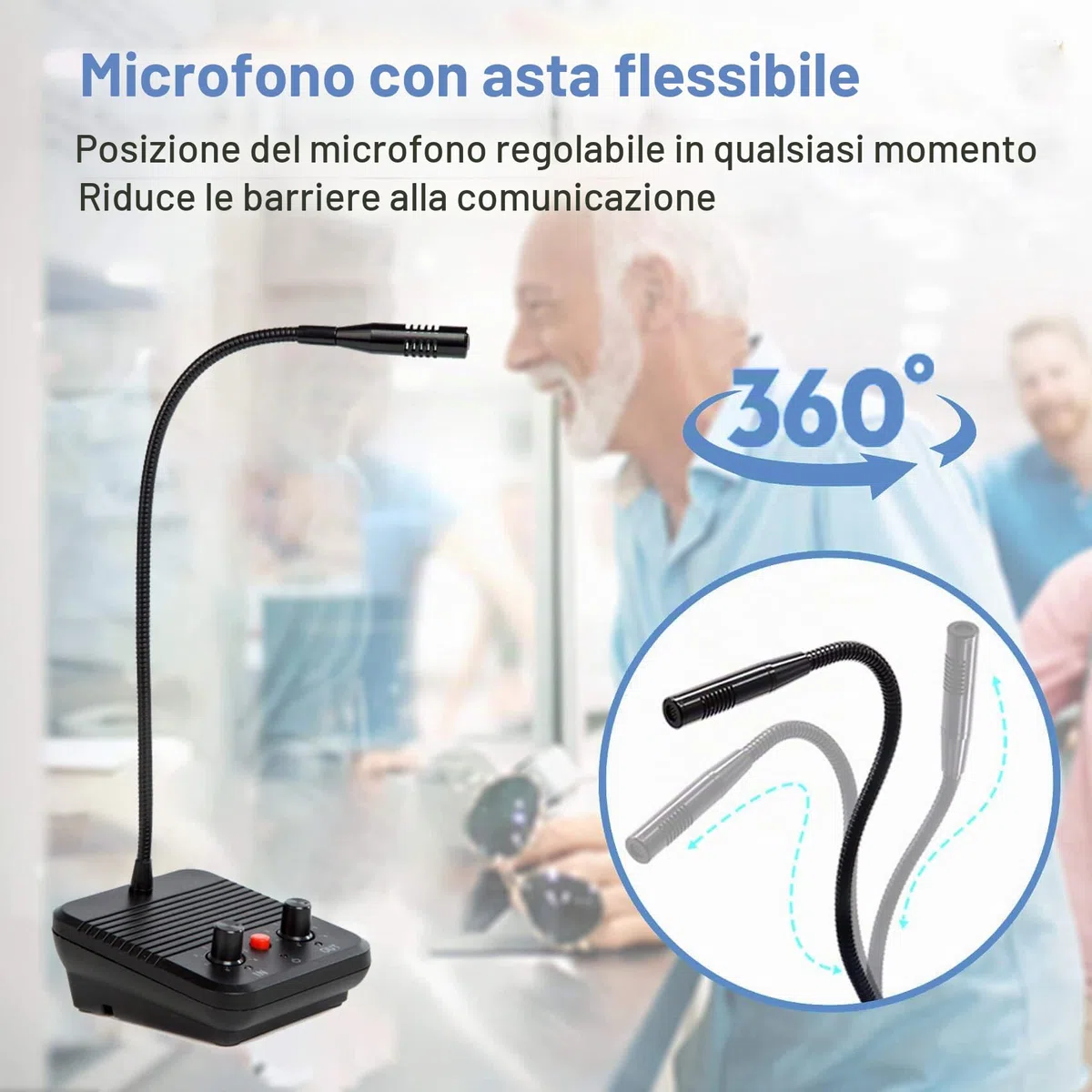Interfono a finestra Microfono intercomunicazione a due vie e altoparlante Banca Finestra Interfono Microfono per finestra in vetro Anti-interferenze Senza rumore per affari/banca/ufficio/ospedale