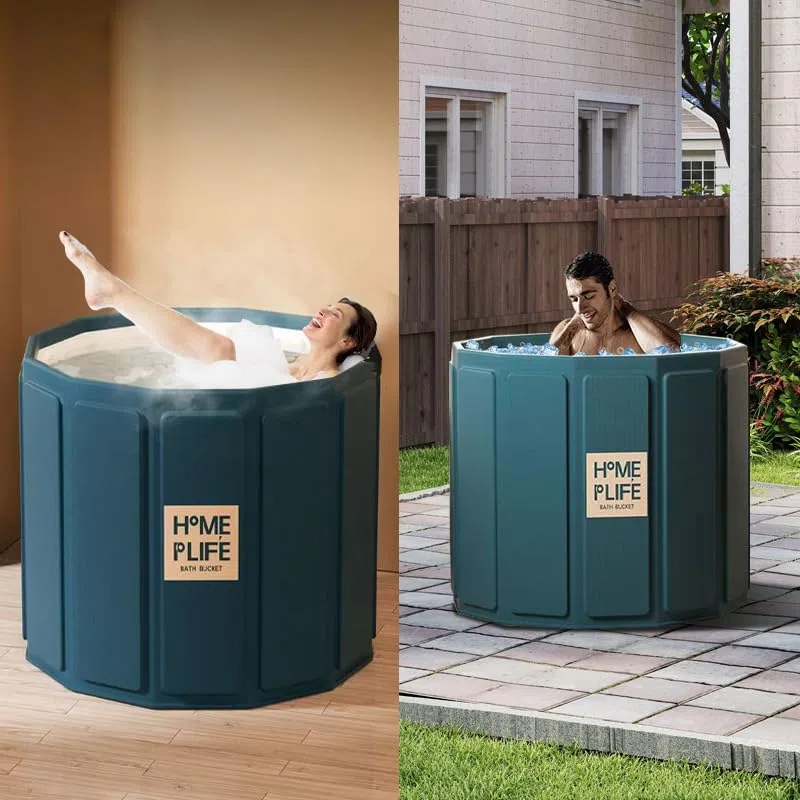 Simcat Vasca da bagno portatile per adulti, vasca da bagno portatile per terapia dell'acqua fredda, vasca da bagno pieghevole per recupero (80 x 65 cm)
