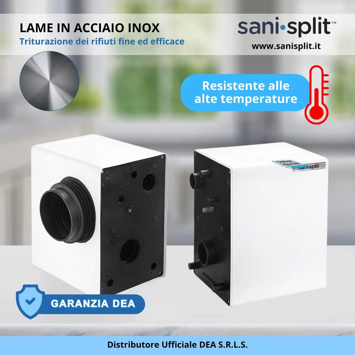 Trituratore WC Maceratore Sanitario SANISPLIT 1 WC Universale Bagno Pompa Scantinato Acque Reflue Water Divisibile Garanzia Italia DEA con Split Gel Disincrostante