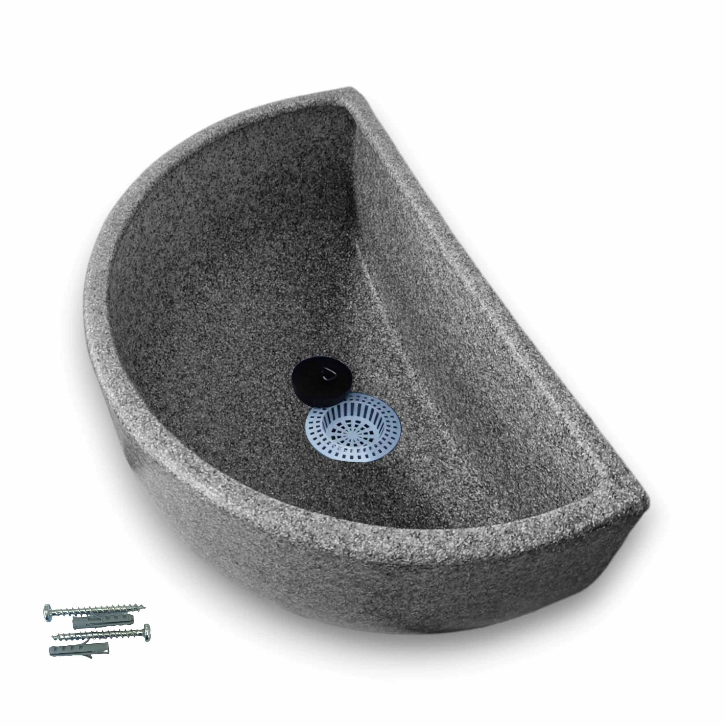 Varile Premium - Set lavandino in granito in plastica per giardino e cantina, con filtro di scarico per capelli in plastica