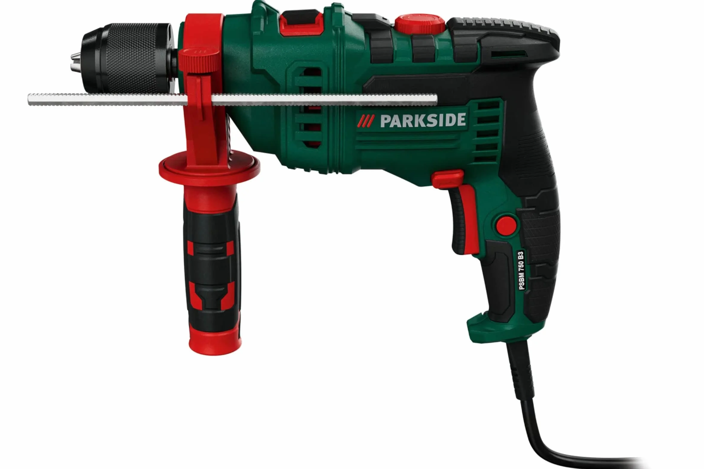 Parkside 750 W PSBM 750 B3 trapano a percussione ideale per forare cemento, pietra, metallo o legno Include un arresto di profondità in metallo Fornito con spina UK