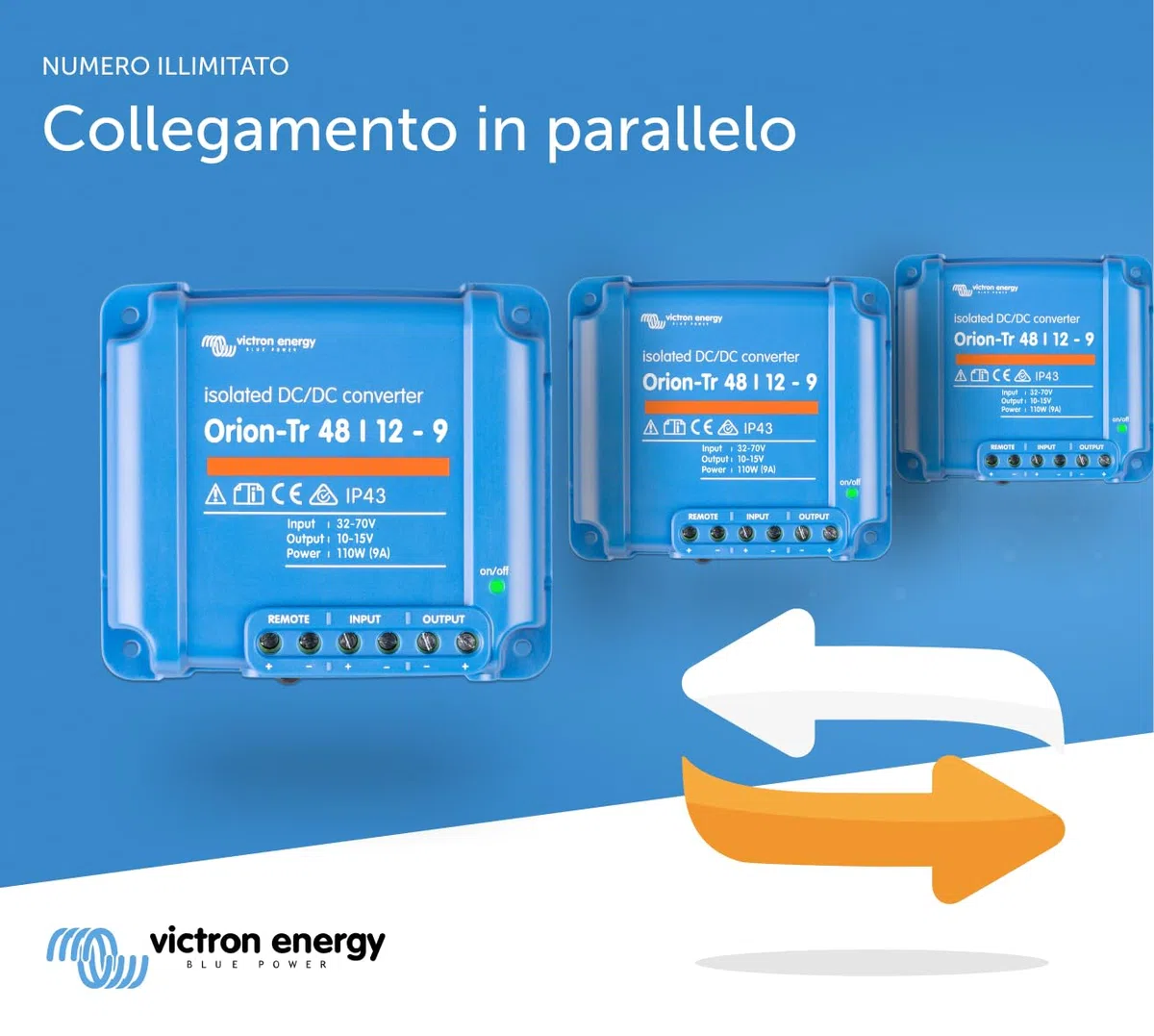 Victron Energy Orion-Tr IP43 48/12-Volt 9 amp 110-Watt Convertitore DC-DC, Isolato