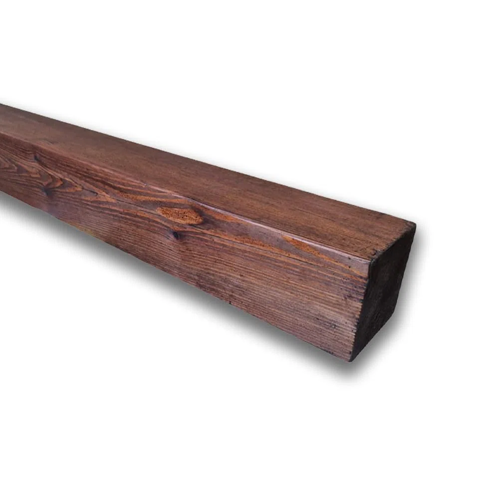 Trave in Legno Massiccio di Pino Nordico, Sezione Quadrata 9x9 cm, Lunghezza 3 m, Impregata color Teak scuro