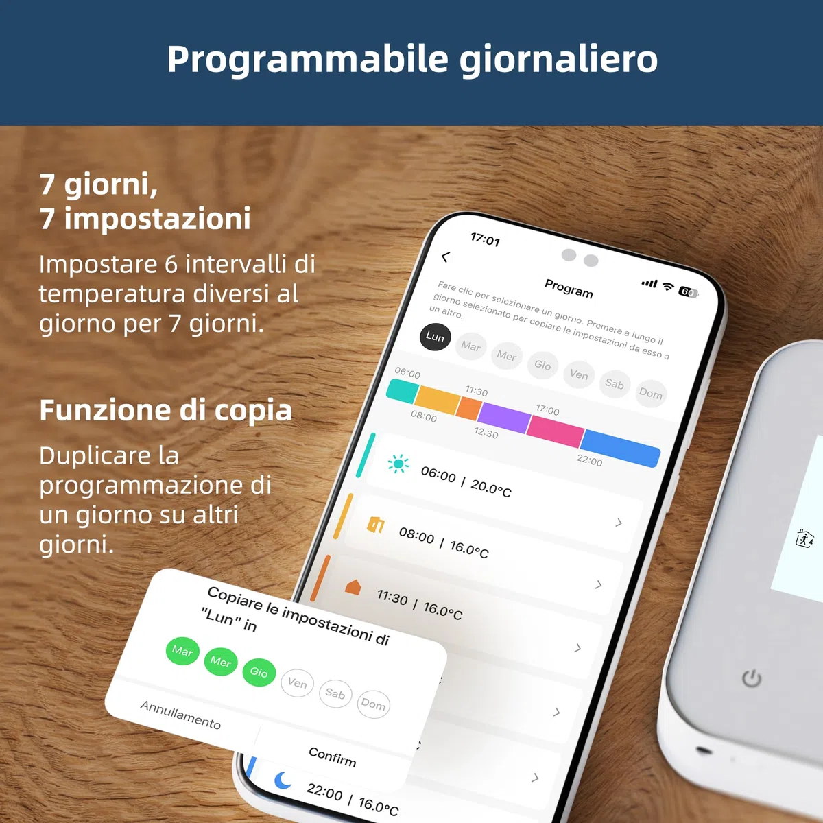 Termostato WiFi alimentato a batteria, termostato intelligente Tuya programmabile, compatibile con il controllo vocale Alexa e Google Assistant, l'app può condividere i dispositivi, bianco