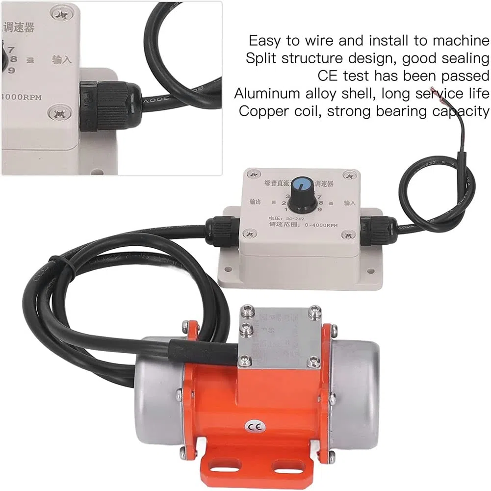 Vibratore per calcestruzzo 30W, motore vibrante elettrico 4000RPM regolatore di velocità e forza emozionante regolabile DC 24V