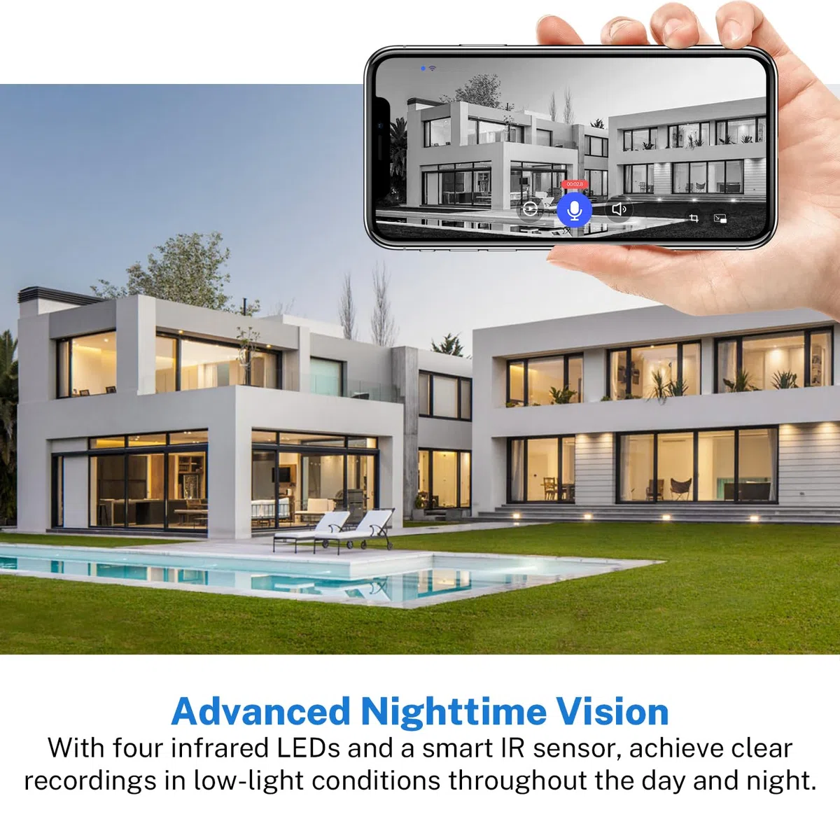 1080P Videocitofono WiFi senza fili, rilevamento umano AI, conversazione a 2 vie, Wi-Fi 2,4G, alimentato a batteria, archiviazione cloud, sorveglianza interna ed esterna (con ricevitore)