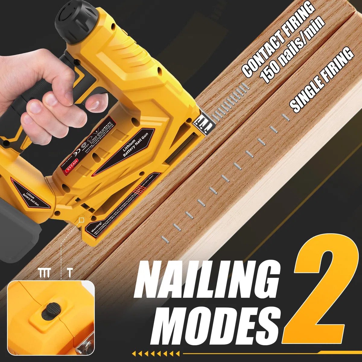 Roadtime Chiodatrice a batteria per batterie DeWalt da 20 V (senza batteria), 18 GA e pistola per unghie tipo 140, pistola senza spazzole max. 150 colpi/min, con 1000 chiodi e 1000 graffette, per fai