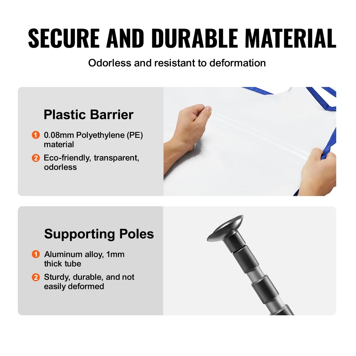 VEVOR Porta Antipolvere Trasparente Cerniera Magnetica con Pali Altezza Regolabile Antipolvere da Costruzione di Casa 10 x 4m, Copertura Protezione Antipolvere Uso Domestico Trasparente in Plastica PE