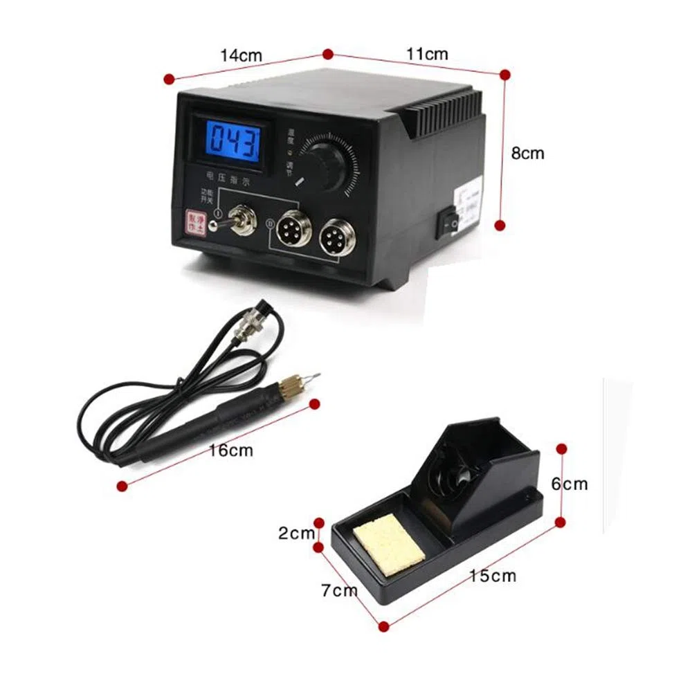ele ELEOPTION 220V Pirografo Macchina 60W Multifunzione Pirografia Strumento Kit professionale per bruciare il legno (Doppia Penna e Doppia Presa con Display Digitale)