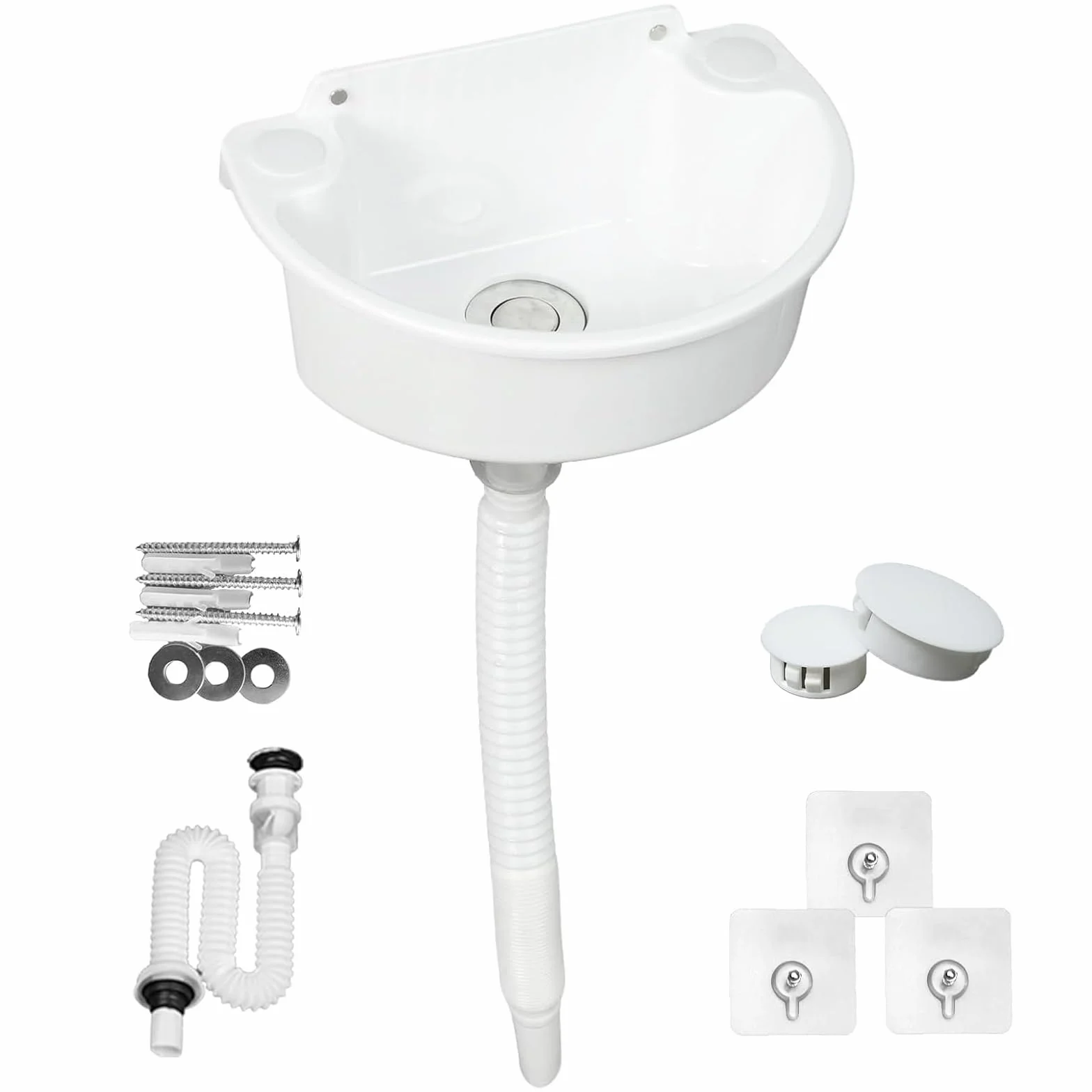 Lavabo in plastica, semplice lavello in plastica, con tubo e scarico per giardino, garage, cantina, camper, lavandino da giardino